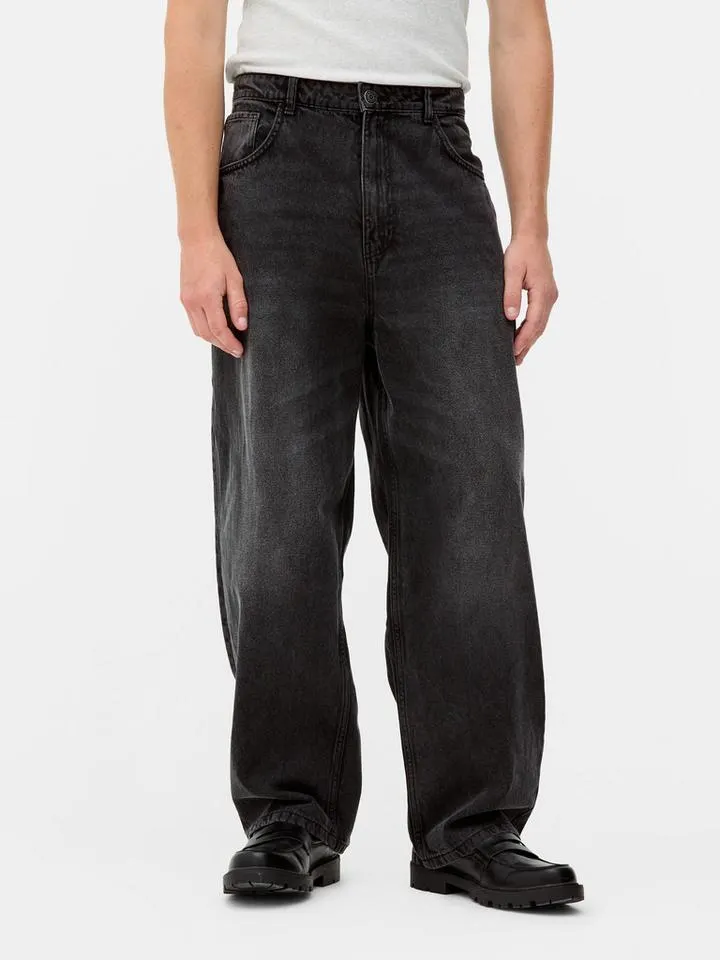 Jean large taille mi-haute