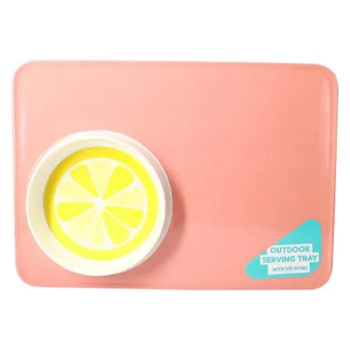Outdoor Lemon Serving Tray with Dip Bowl
