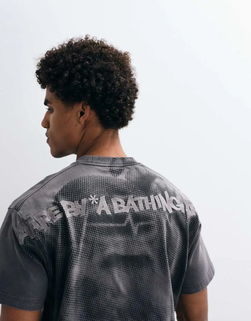 Aape by A Bathing Ape oversized t-shirt in washed black with large back print