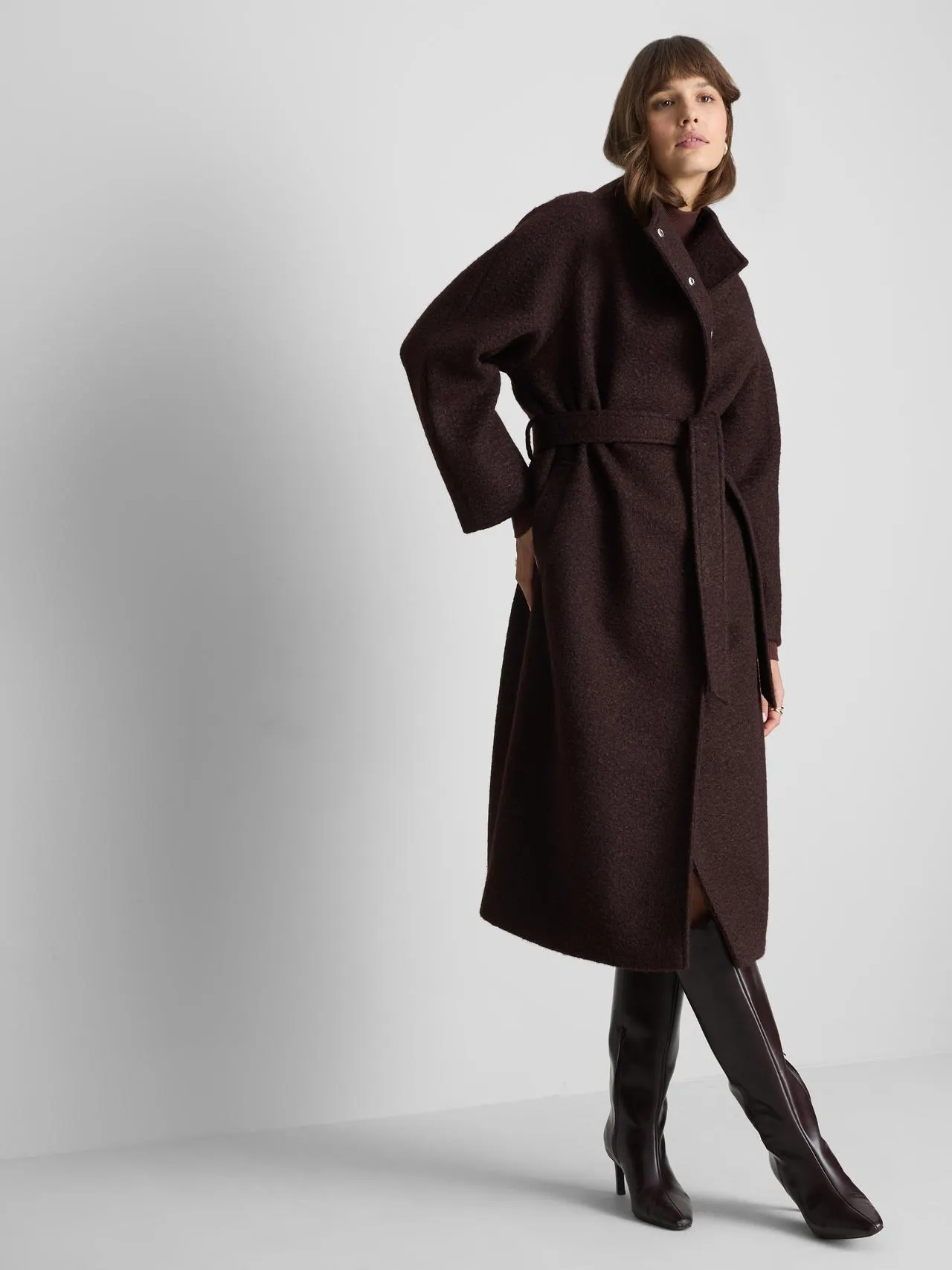 Manteau texturé à col montant
