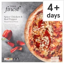 Tesco Finest Spicy Chicken And Red Pepper Wdfired Pizza 500G