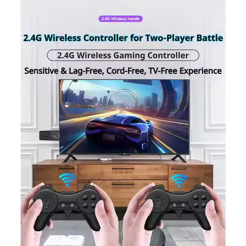 4K HD Game Stick Lite with Dual 2.4G Wireless Controllers Plug & Play Retro Video Game Console Built-in Classic Games