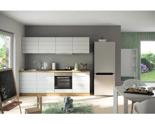 Kuchyňský blok Held Möbel Florenz 240 cm barva čela bílá matný barva korpusu dub světlý matný