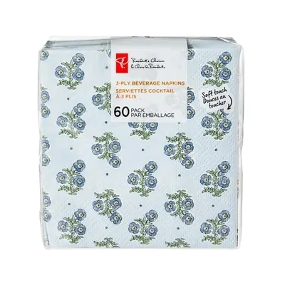 3 Ply Beverage Napkins 60 Pack - Floral