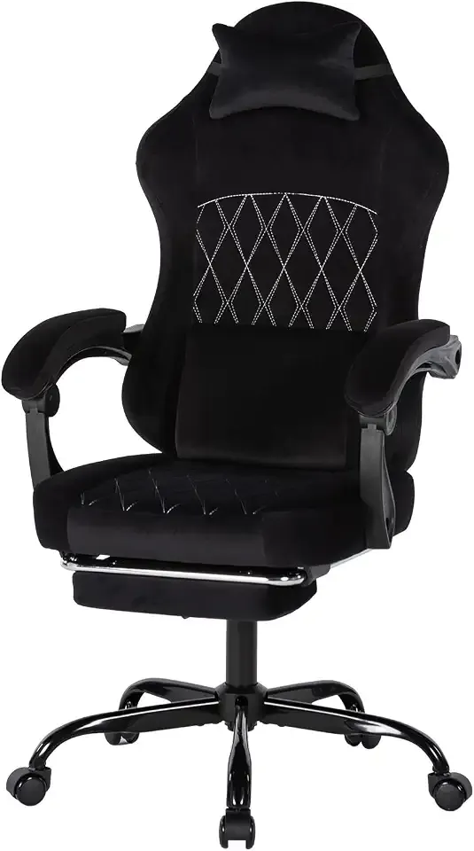 Video Gaming Chair Ergonomic Computer Chairs Gamer Chairs for Adults Massage Lumbar Support Swivel Height Adjustable Headrest Backrest Black