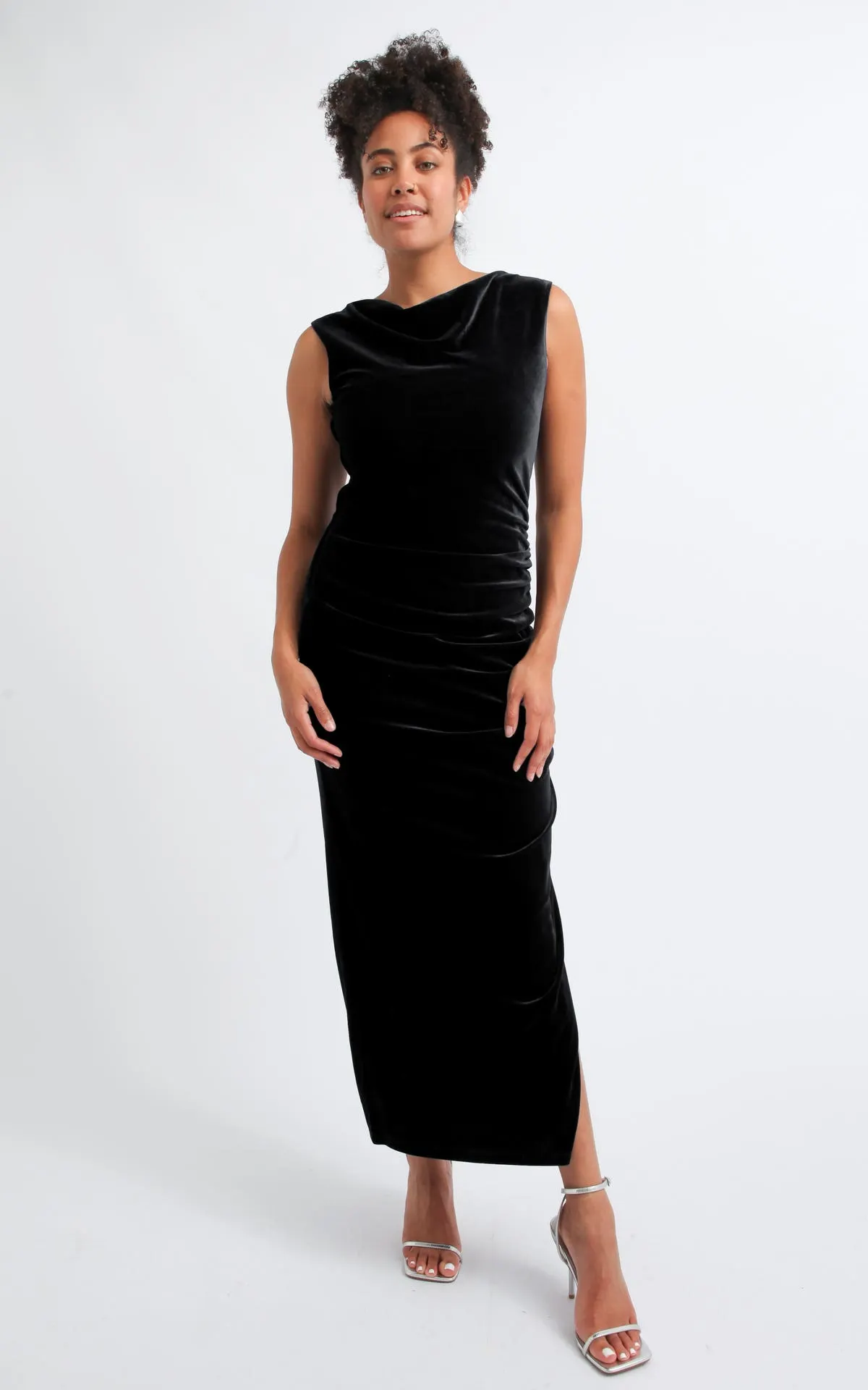 Velvet Cowl Neck Gown