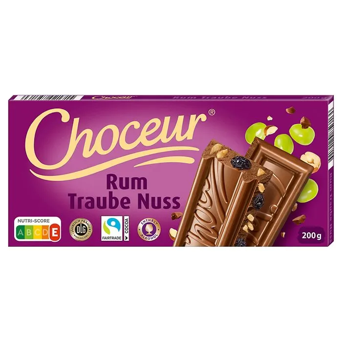 CHOCEUR Schokolade 200 g, Rum-Traube-Nuss