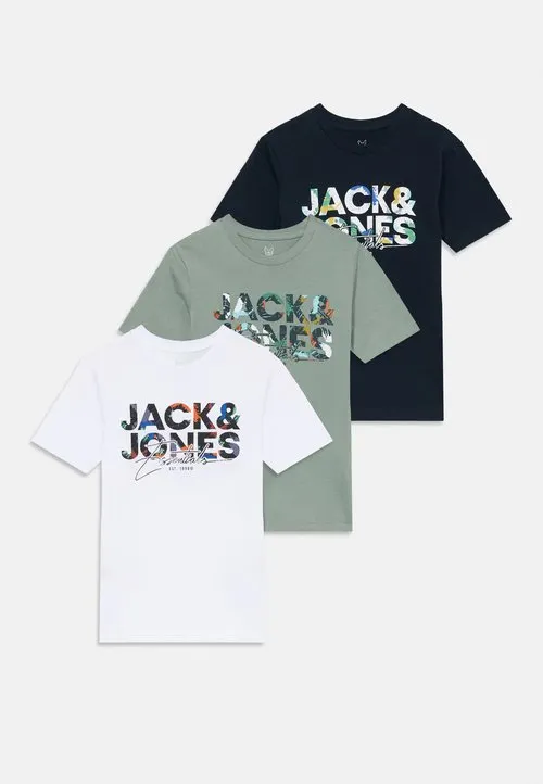 JJGEPLAS TEE CREW NECK 3 PACK - T-shirts med print - white/skycap/iceberg