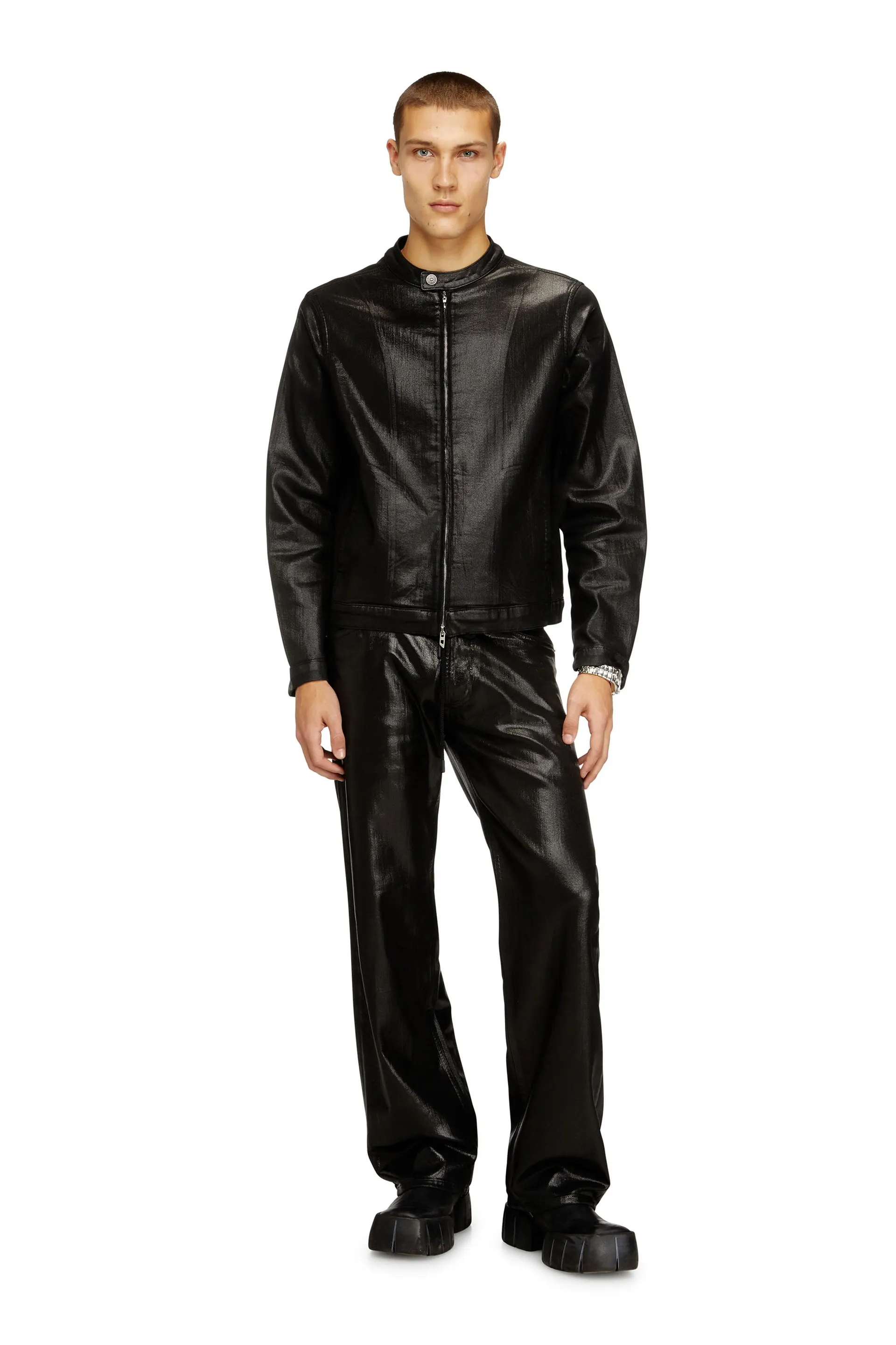 Moto jacket in shiny coated JoggJeans