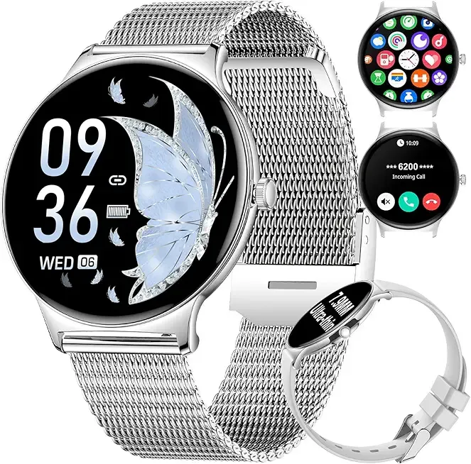 LIGE Smart Watch (Answer/Make Call), 1.43" AMOLED Waterproof Smart Watches for Women with 120+Sports Modes/Heart Rate Monitor/Sleep Tracker, Watches for Women for Android iOS Silver