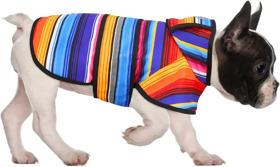 HDE Dog Raincoat with Hood & Leash Hole S-XL Dog Rain Jacket Baja Stripe S