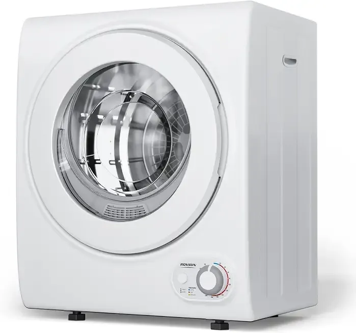 ROVSUN 110V Portable Clothes Dryer, High End Laundry Front Load Tumble Dryer Machine with Stainless Steel Tub & Simple Control Knob for Apartment, Dorm-850W, White