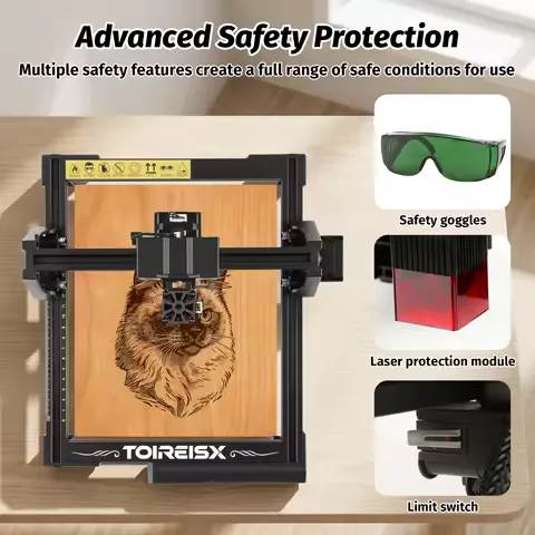 Laser Engraver Cutter with 150*150mm Working Area, 3.5W Diode Laser Machine, 10000mm/min High Speed, for Wood Leather Acrylic, Home DIY Small Business