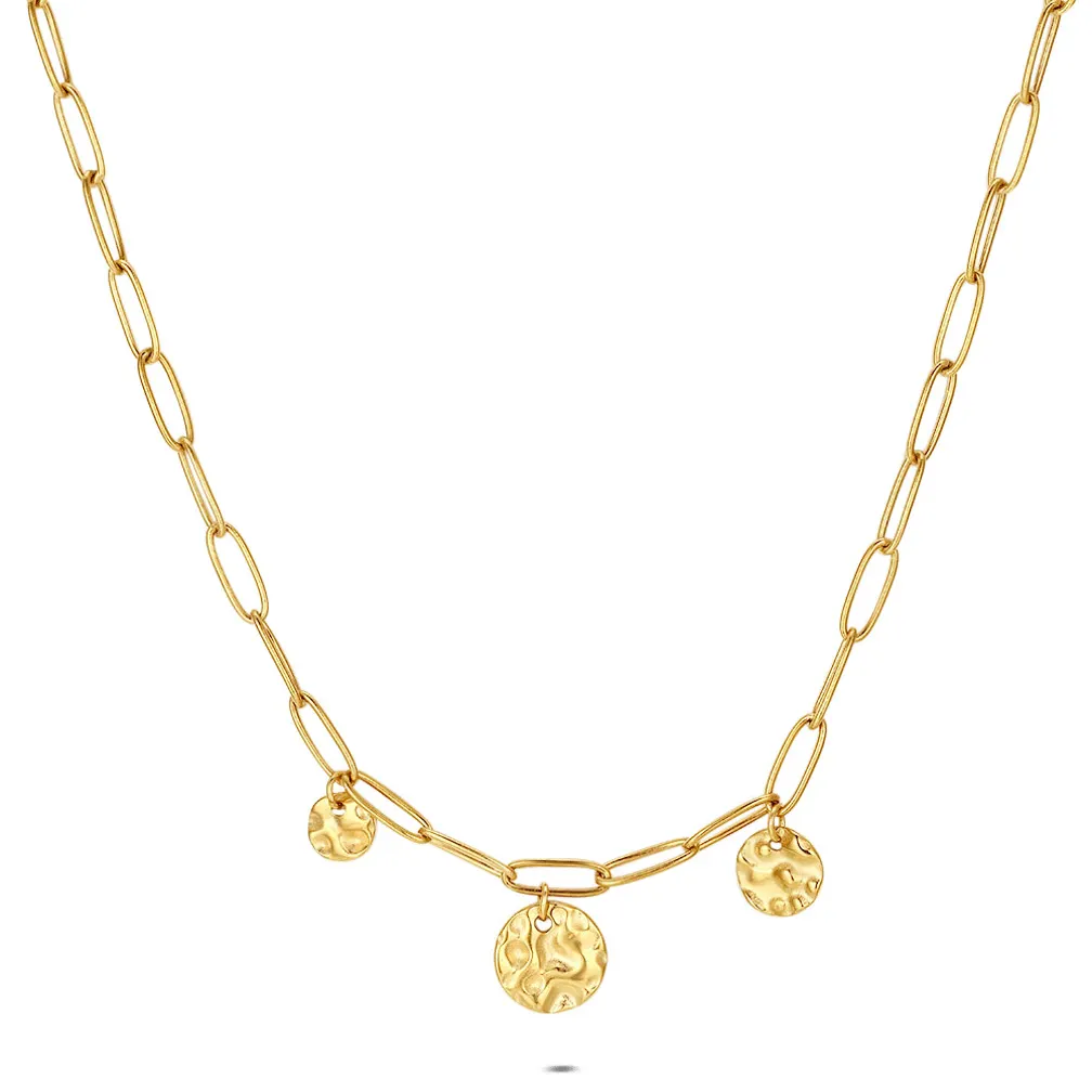 Halsketting in edelstaal, schijven