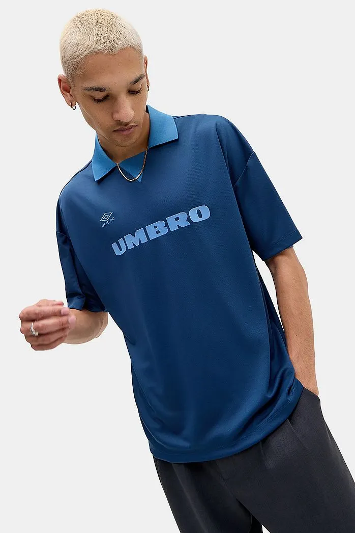 Maglia da Calcio Blu con Colletto Umbro Esclusiva UO