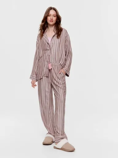 Chocolate Stripe Viscose Flannelette Classic Pj Pant