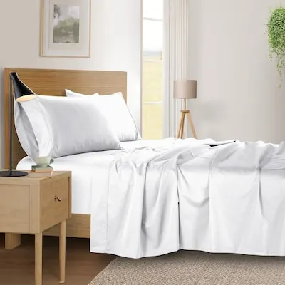 King 500 -Thread Count Lyocell White 4 -Piece Bed Sheet Set