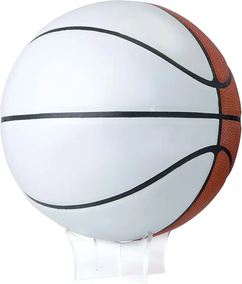 Murray Sporting Goods Autograph Basketball with Stand - Four Panel Signature Ready Display Memorabilia Autographic Basketball Regulation Size 29.5 inches