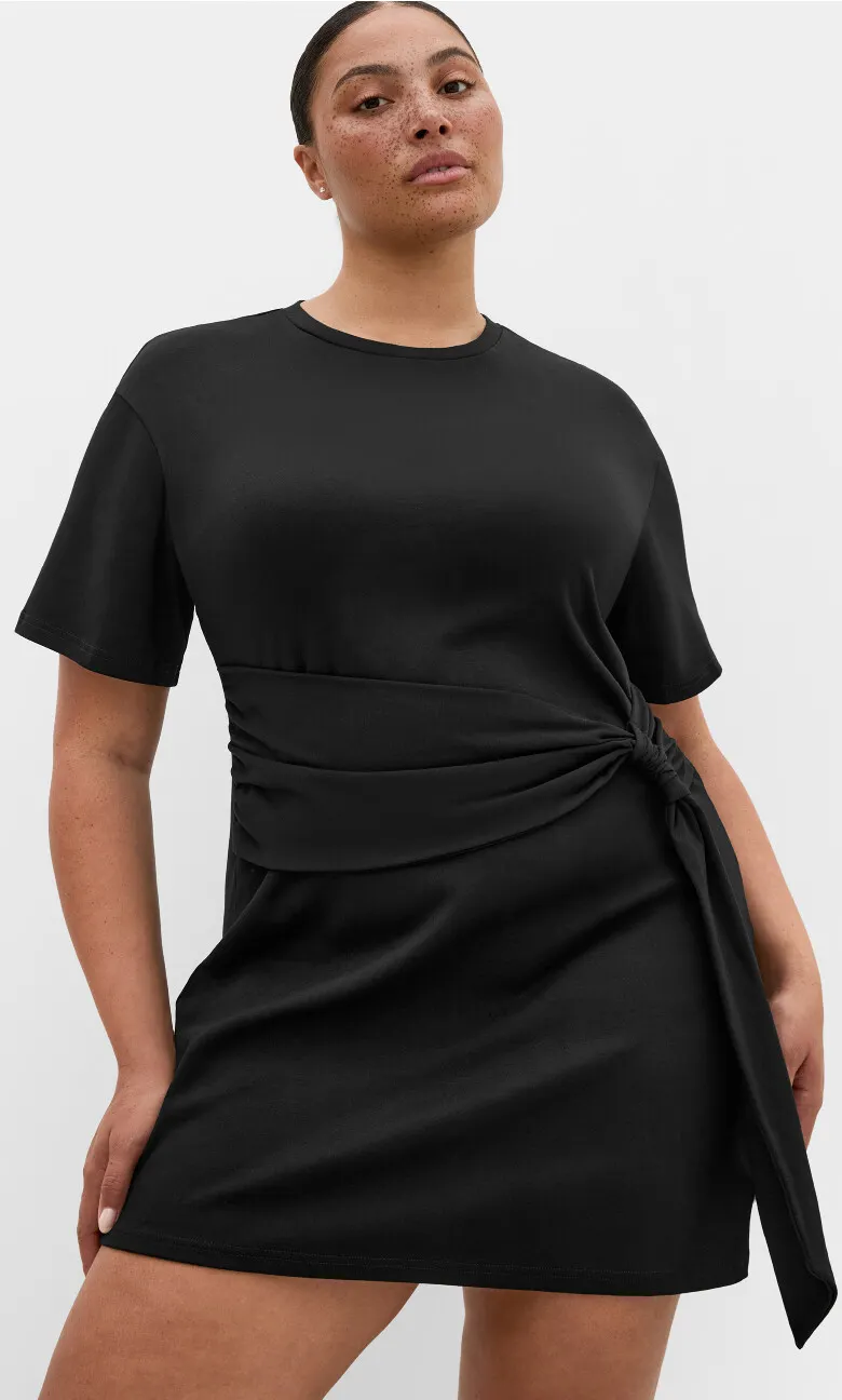 Gina Waist Detail Mini Dress - black