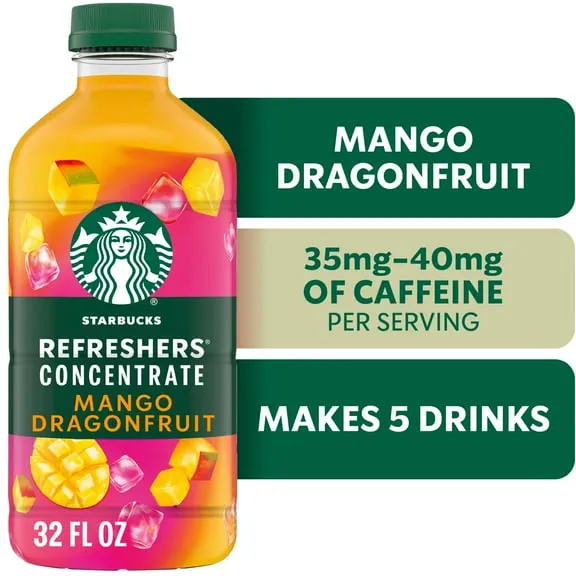 Rollback Starbucks Refreshers Concentrate Mango Dragonfruit, Refreshing Drink, Cold Drinks 32 fl oz $8.97 Was $9.97