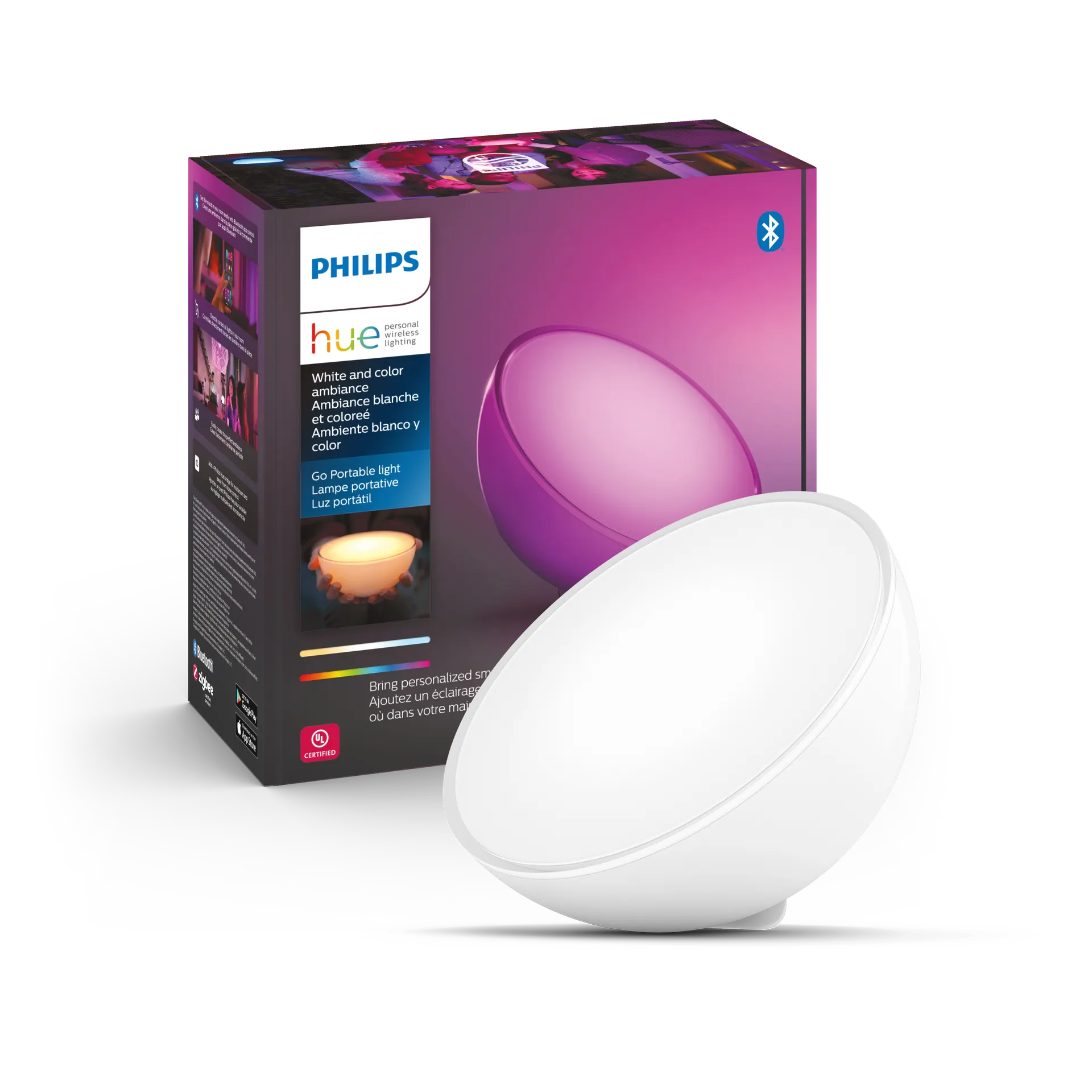 Hue 4.1-in White LED Touch Integrated Table Lamp with