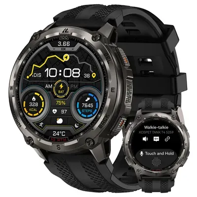 KOSPET TANK T4 GPS Smartwatch Herren, Voll-Edelstahlgehäuse, Globale Offline-Karten & 6 Satelliten-System, 100 m Wasserdicht, 45 m Freitauchen