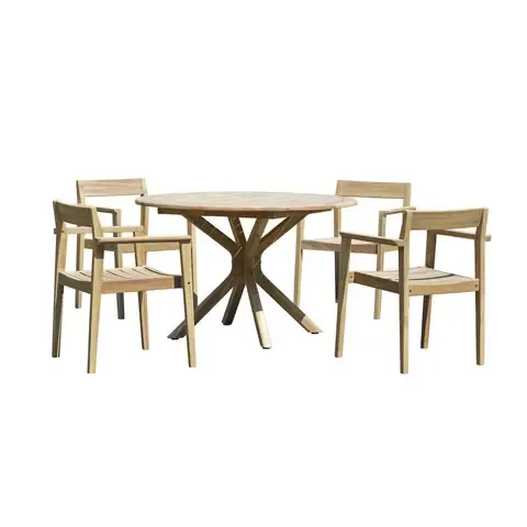 Juego de Comedor para Exterior de Madera Luanda 4 Personas