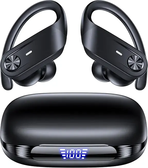 Hybrid Active Noise Cancelling Ear Buds Wireless 80 Hrs Playtime Hi-Res Stereo Quality Earbuds with Transparency Mode Bluetooth Headphones with Earhooks Sports ANC Earphones for Running Working Travel