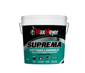 Pittura per interni per parete e soffitto lavabile, MAXMEYER Bianco Supremo bianco opaco, 14 L