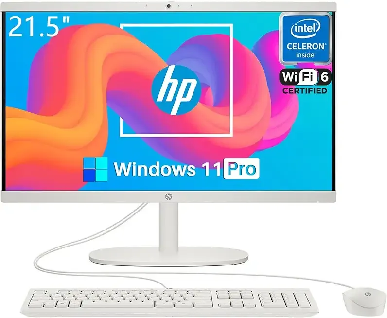 HP All in One Desktop Computer for Home, Intel Celeron J4025, 21.5 inch FHD Anti-Glare, Wi-Fi 6, 16 GB DDR4, 512 GB SSD, Compact All-in-One PC, Wired KB & Mouse, Windows 11 Pro