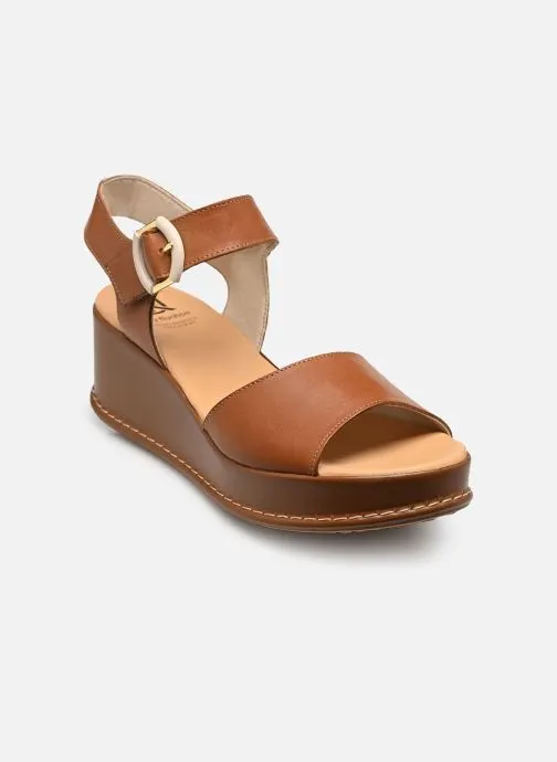 Sandalen met sleehak en plateau WINDY D9649 dames bruin