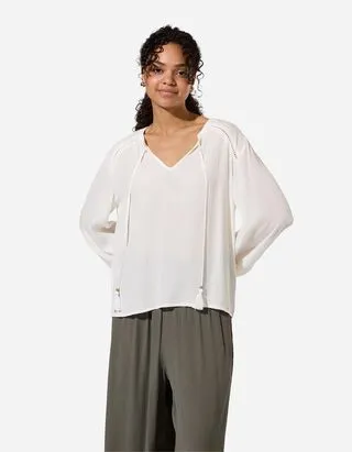 Blusa - Tinta unita - Bianco sporco