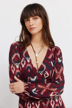 Vestido estampado manga larga