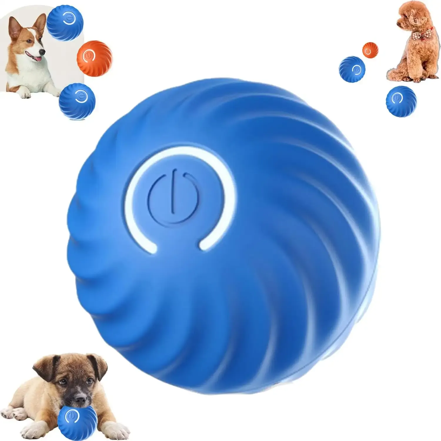 Smart Interactive Dog Toy Ball, Active Rolling Wicked Ball with Automatic Bouncing and Rotating for Puppy/Small Dogs Durable, Chewable, USB Recharger and Fun Gift Toy to Dog (Big)