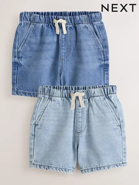 Blue Denim Bleach Pull On Shorts 2 Pack (3mths-7yrs)