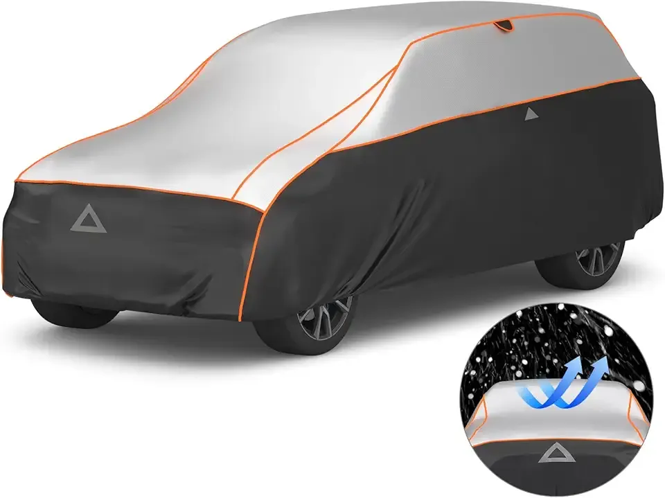Favoto Hail Protection Car Cover - Waterproof SUV Car Cover Padded Anti-Hail Snow Rain Protector for Automobiles Outdoor Heavy Duty with Reflective Stripes Full Exterior Cover Fits SUV up to 198"