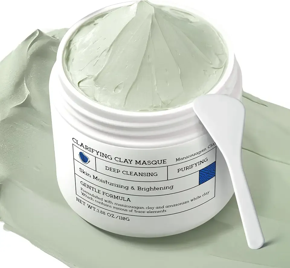NING DERMOLOGIE Clay Mask for Face & Sensitive Skin: Triple Mud Formula Deep Cleans Pores Reduces Acne Balances Oil & Improves Texture - 3.88 Oz