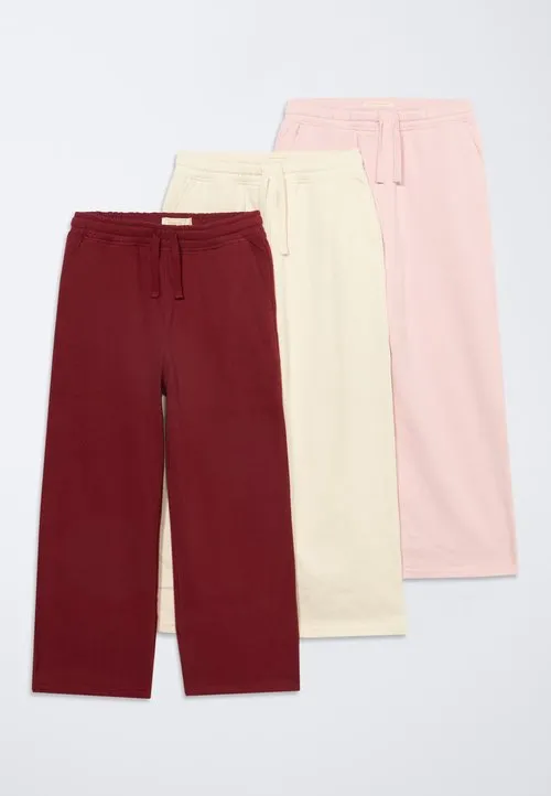 3 PACK - Joggebukse - off-white/pink/bordeaux