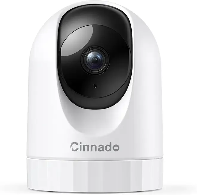 Cinnado Security Camera Indoor-2K 360° WiFi Cameras for Home Security,Pet/Dog/Baby Camera with Phone app, 2-Way Audio, Night Vision, 24/7 SD Card Storage, Works with Alexa & Google Home (2.4Ghz)-D1