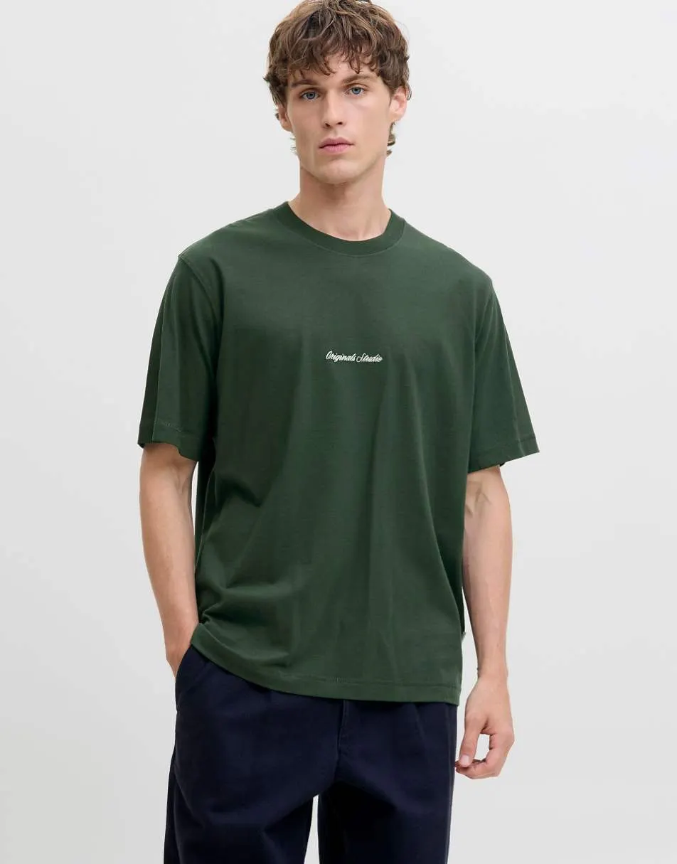 Jack & Jones central logo t-shirt in dark green