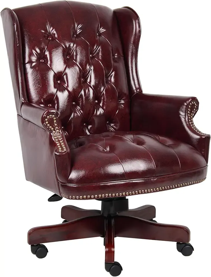 Boss Office Products B800-BY Wingback Traditional Chair in Burgundy