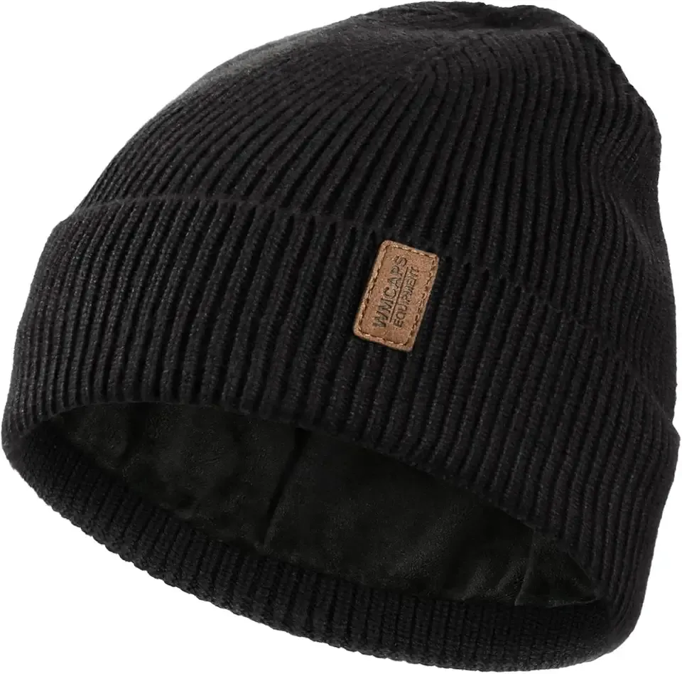 Winter Beanie for Men Women, Fleece Lined Beanie Soft Warm Knit Hat Ski Stocking Cuffed Cap