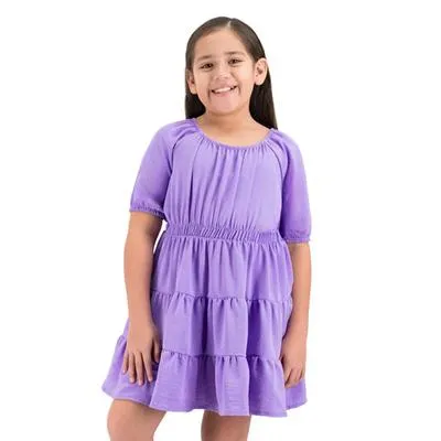 Vestido Fantastic Niña Diseño Liso Cortes En Bloques