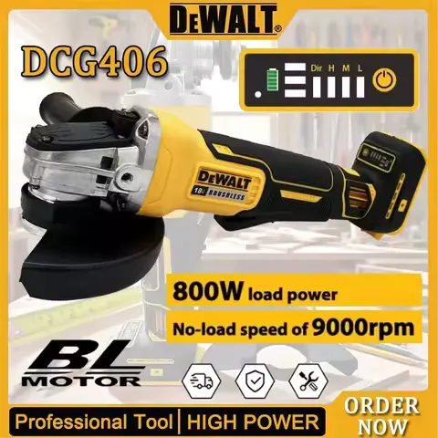 DCG406Dewalt Angle Grinder 125MM Brushless Cordless Cutting Machine Impact Polisher Machine 9000RPM 18V Rechargeable Power Tool