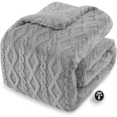 50x71 Throw XL Tibetan Red Wearable Heated Blanket with Foot Pocket