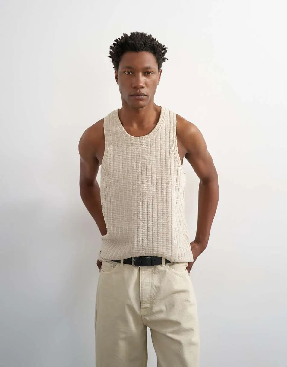 Topman textured vest in stone