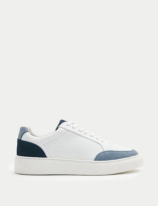Leder-Turnschuhe zum Schnüren
