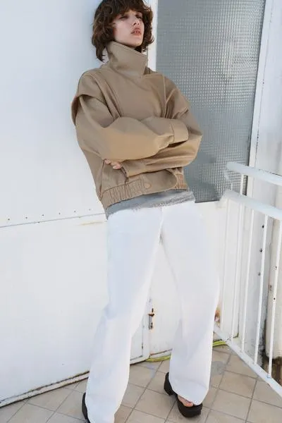LEATHER EFFECT BOMBER JACKET