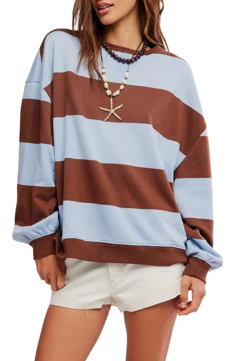 Free People Oversize Stripe Sweatshirt