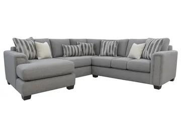Sterling Stationary Sectional Sofa with 7 Pillows by Arely Furniture - Gray